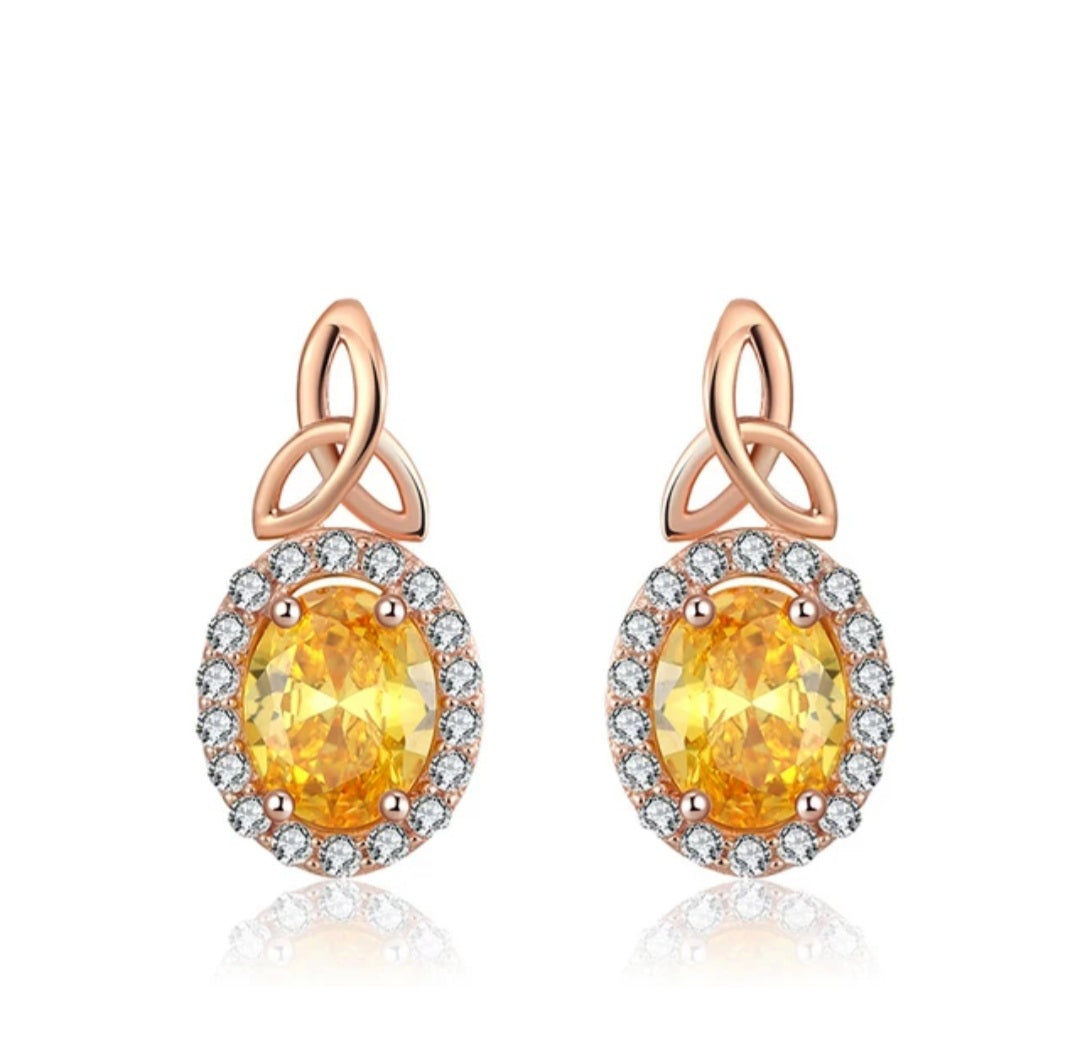 Deluxe Citrine Sunny Earrings - Rhodium Over Sterling Silver
