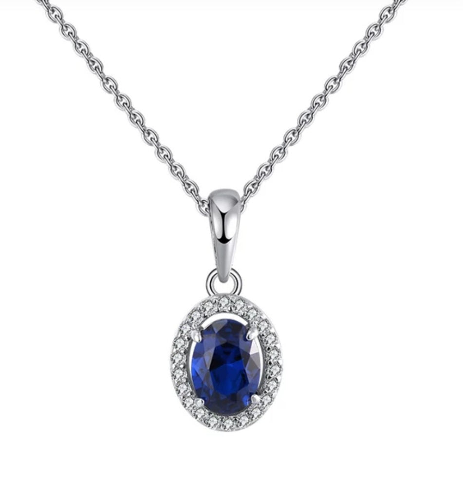 Oval Green Sapphire Necklace Rose Gold Halo Diamond Sapphire Pendant | La  More Design