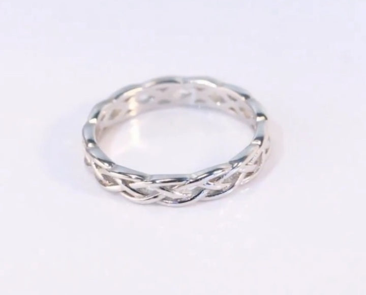 Deluxe Celt Eternity Ring - Rhodium Over Sterling Silver