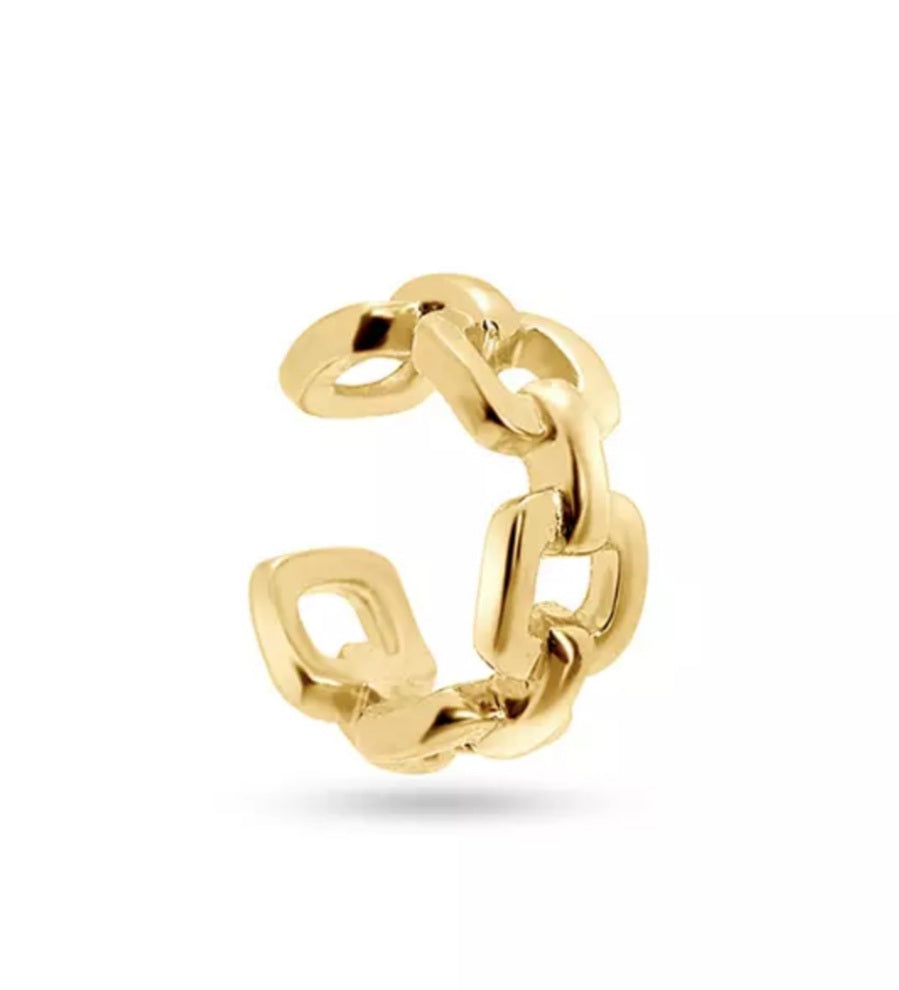 Deluxe Chain Link Ear Cuff- Gold Over Sterling Silver