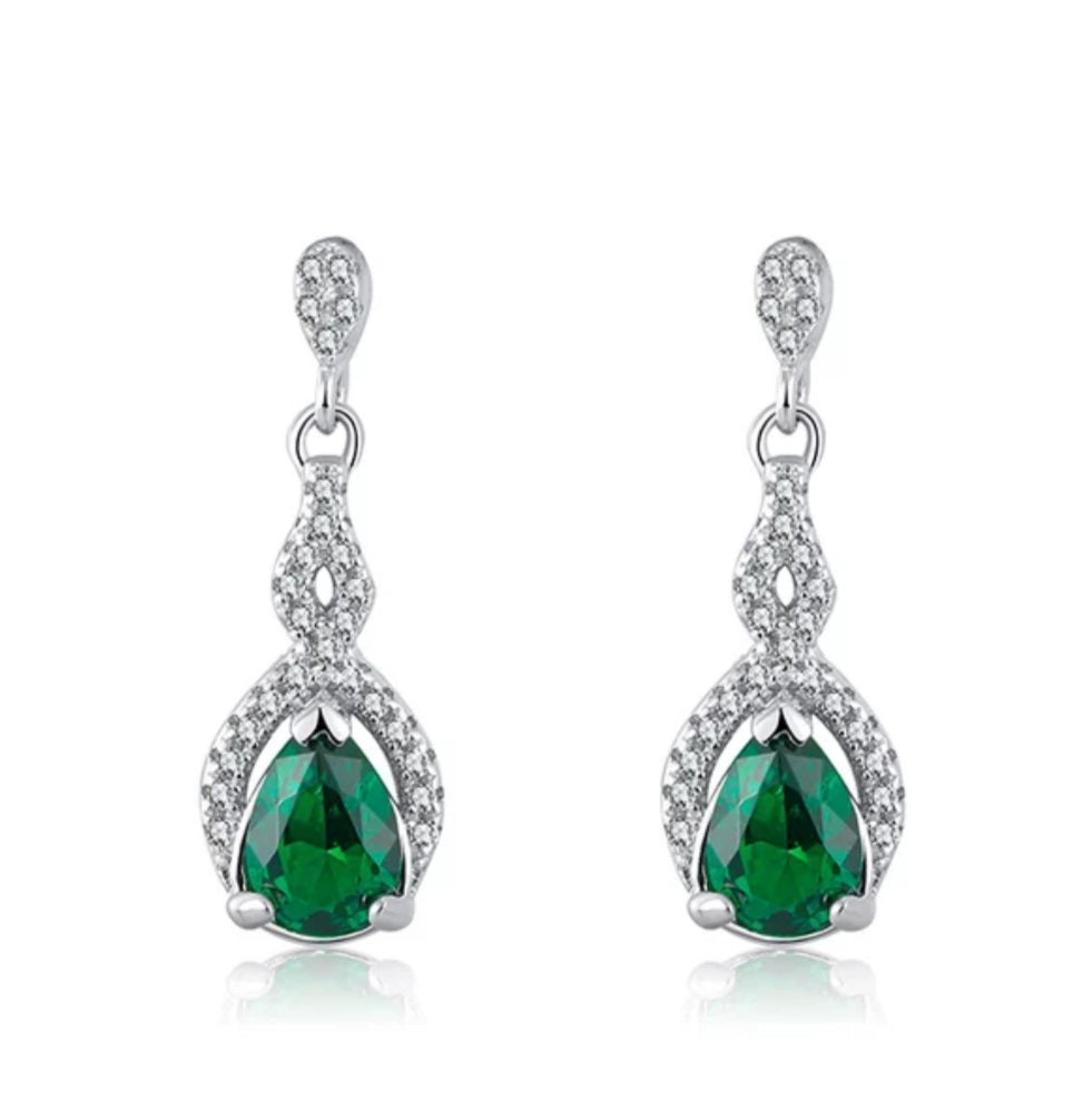 Deluxe Reina Drop Earrings - Rhodium Over Sterling Silver