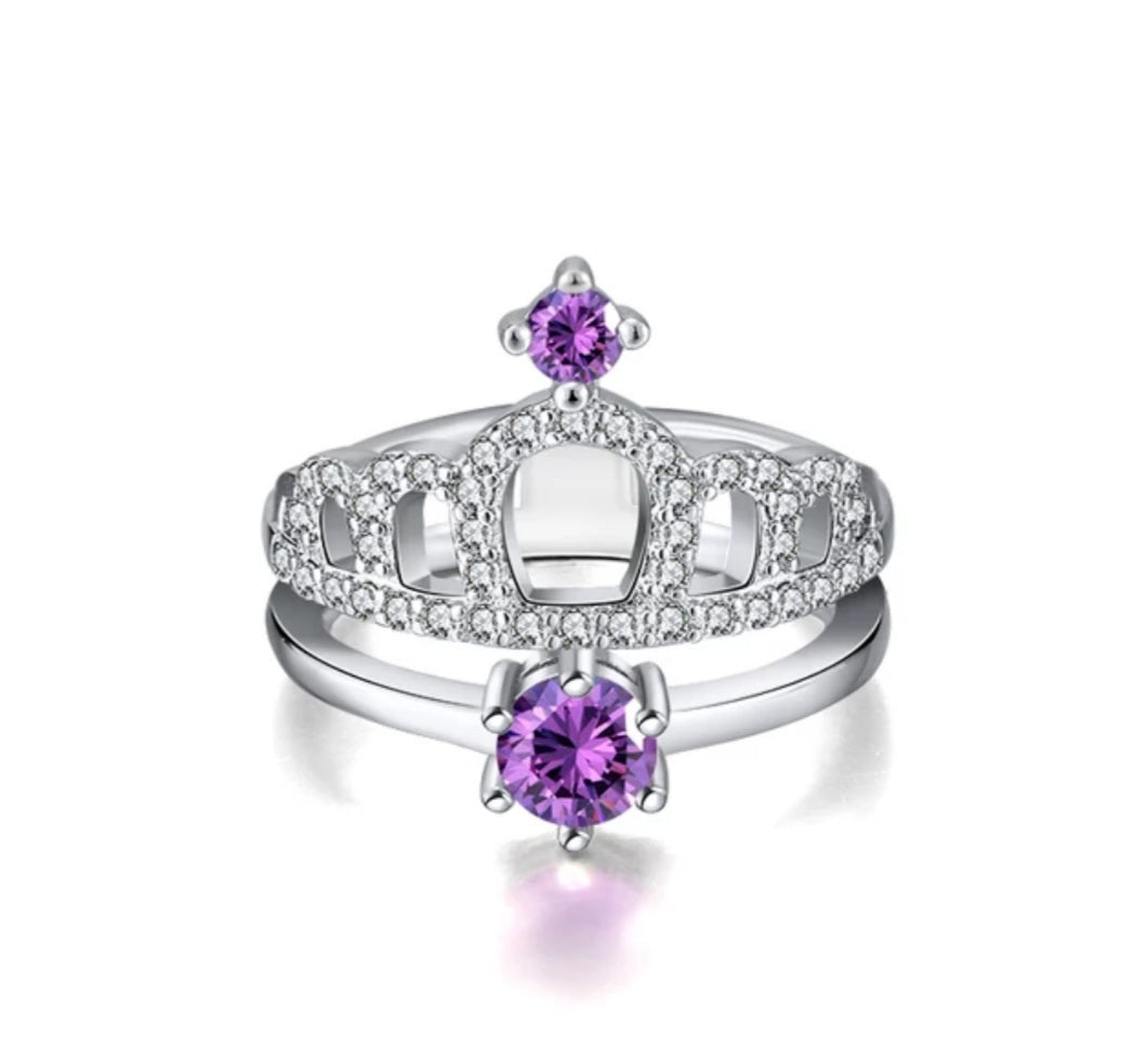 Deluxe Silver Amethyst Princess Ring - Rhodium Plated – Ritzy Royale