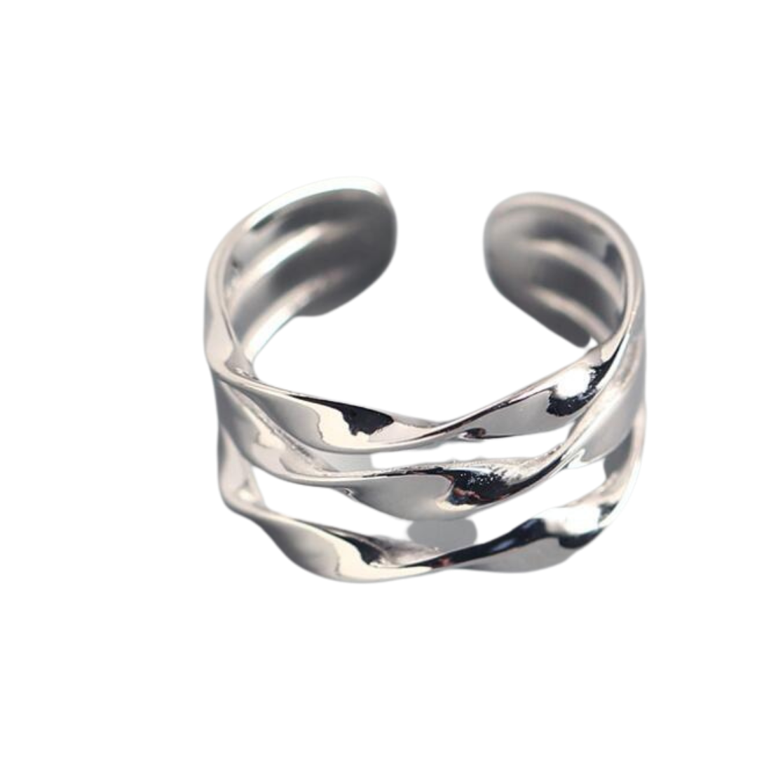 Deluxe 925 Swirl Ring - Rhodium Over Silver