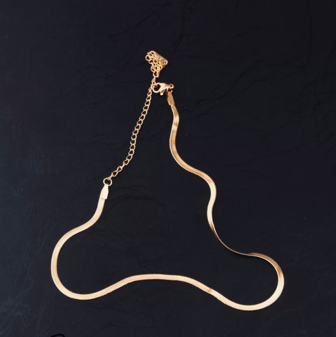 Deluxe Herringbone Necklace - Gold