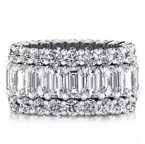 Deluxe 925 White Sapphire Triple Row Ring - Rhodium Over Sterling Silver