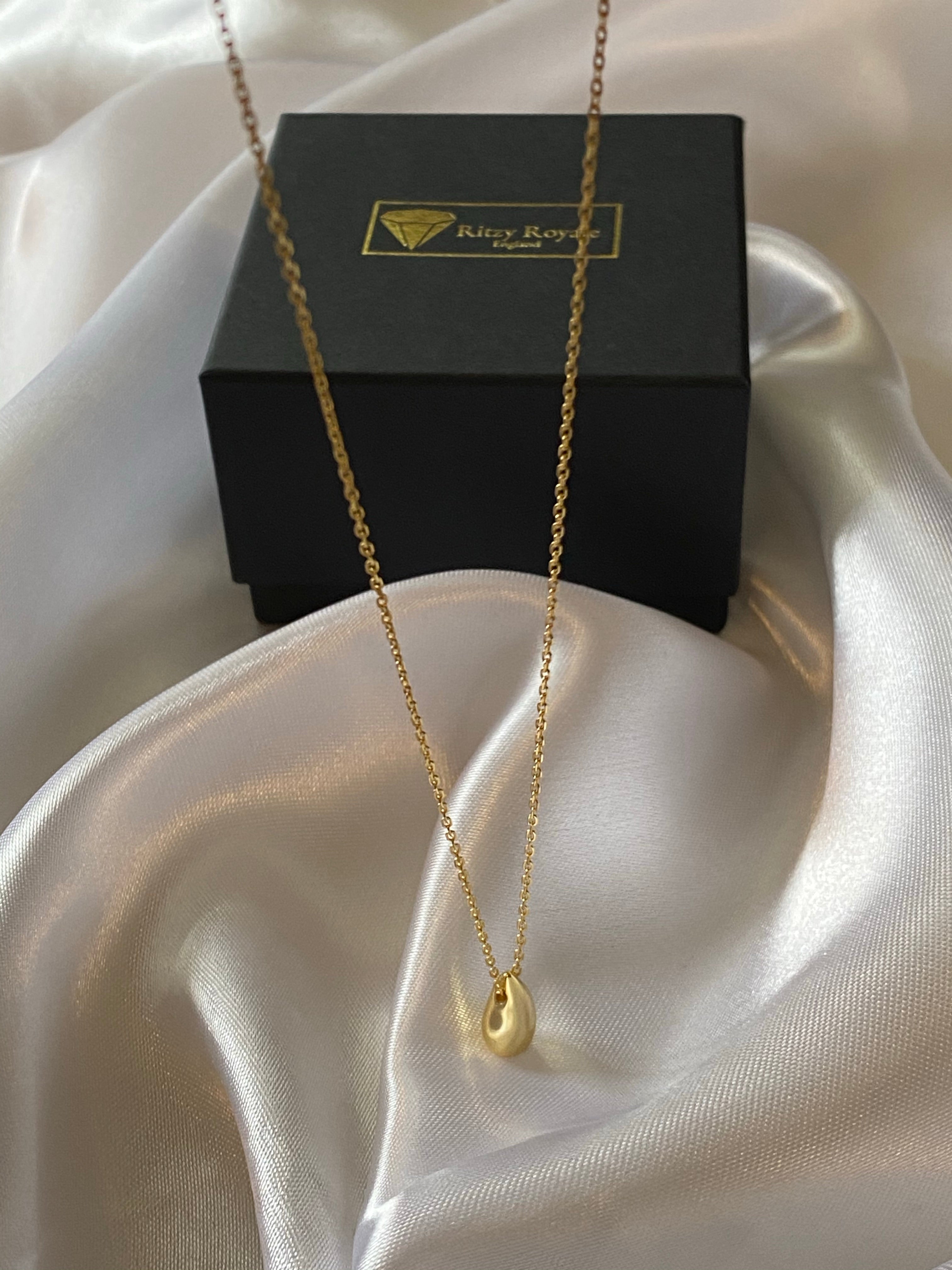 Deluxe Raindrop Pendant Necklace - Gold